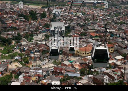 Aerial view of Medellin barrios from cable-car, Medellin, Colombia, South America Stock Photo