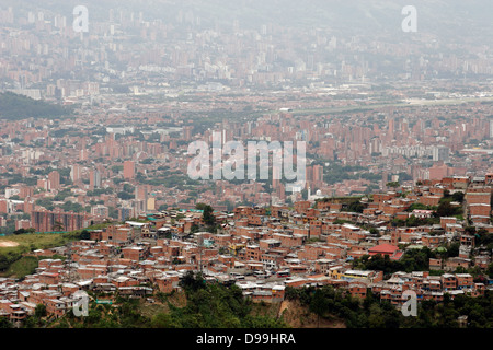 Aerial view of Medellin barrios from cable-car, Medellin, Colombia, South America Stock Photo
