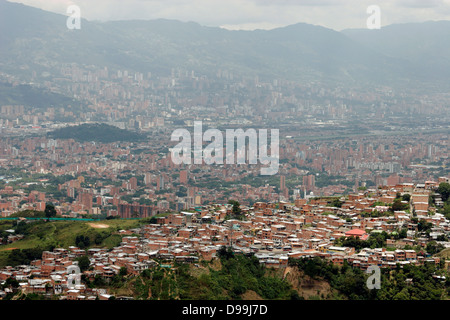 Aerial view of Medellin barrios from cable-car, Medellin, Colombia, South America Stock Photo