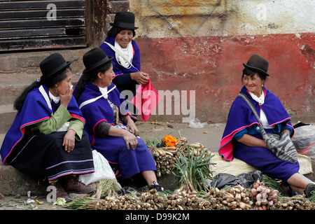 Indigenous Guambiano people on the market in Silvia near Popayan, Colombia, South America Stock Photo