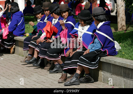 Indigenous Guambiano people on the market in Silvia near Popayan, Colombia, South America Stock Photo