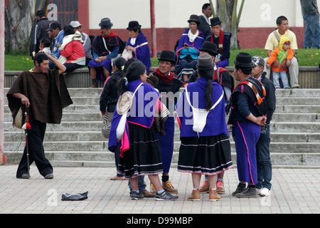 Indigenous Guambiano people on the market in Silvia near Popayan, Colombia, South America Stock Photo