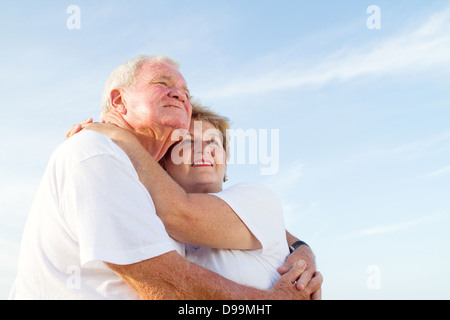 senior couple hugging Stock Photo