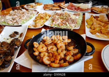 seafood prawns and selection of tapas salou costa daurada spain Stock Photo