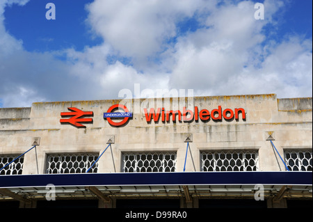 Wimbledon Overground and Underground train station in South West London UK Stock Photo