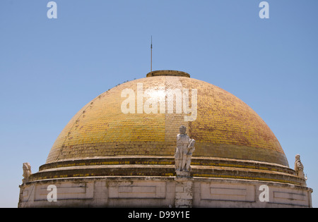 Detail of the the yellow cupola of the cathedral de Santa Cruz in the centre of Cadiz, Andalusia, Spain. Stock Photo