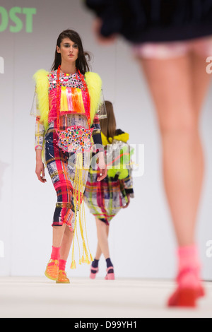 Collection by graduate students from the De Montfort University Leicester. Graduate Fashion Week 2013. Stock Photo