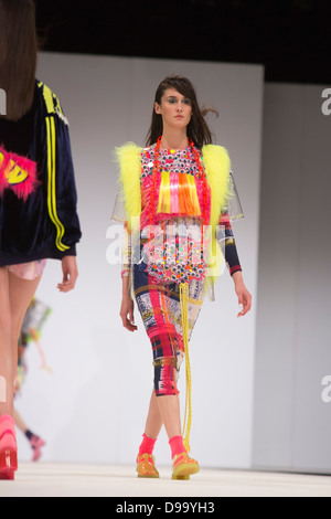 Collection by graduate students from the De Montfort University Leicester. Graduate Fashion Week 2013. Stock Photo