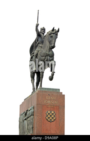 Monument of king Tomislav, first King of the Croatian Kingdom in the Middle Ages, on white Stock Photo