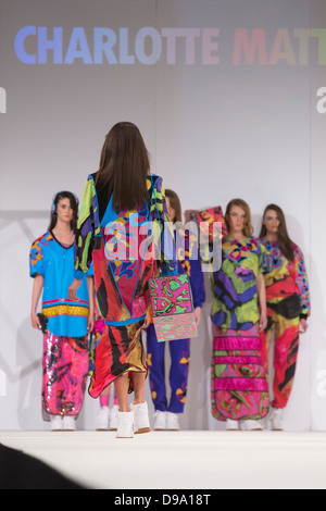 Collection by graduate students from the De Montfort University Leicester. Graduate Fashion Week 2013. Stock Photo