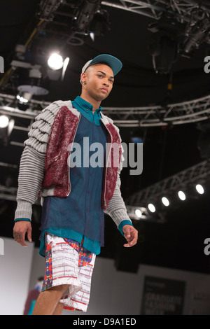 Collection by graduate students from the De Montfort University Leicester. Graduate Fashion Week 2013. Stock Photo