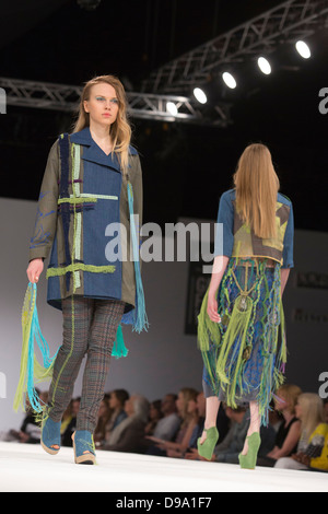 Collection by graduate students from the De Montfort University Leicester. Graduate Fashion Week 2013. Stock Photo