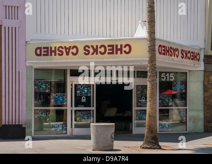 LAS VEGAS.NEVADA, USA - JUNE O3, 2013: Exterior view of Check cashing store in Downtown Las Vega Stock Photo
