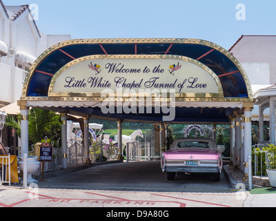 LAS VEGAS.NEVADA, USA - JUNE O3, 2013:  Exterior view of the Las Vegas Little White Wedding Chapel Tunnel of Love Stock Photo