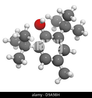 butylated hydroxytoluene (BHT) food additive, molecular model. BHT is a controversial chemical antioxidant added to food. Stock Photo