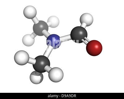 dimethylformamide (DMF) solvent molecule, chemical structure. DMF is a commonly used solvent in chemistry. Stock Photo