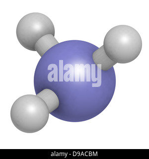 Ammonia, NH3, molecule model and chemical formula. Chemical compound of ...