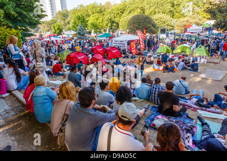 Protesters in Gezi Park during Taksim Gezi Park protests, Istanbul, Turkey Stock Photo