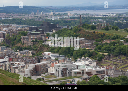 The Scottish Parliament, Holyrood, Edinburgh with the city in the background Stock Photo