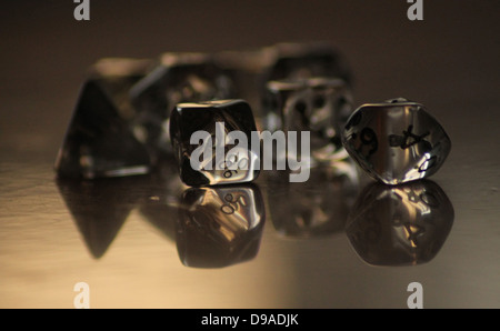 set of transparent dice for dungeons & dragons Stock Photo