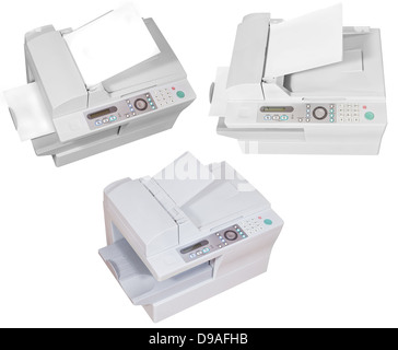 grey office multifunction device isolated on white background Stock Photo