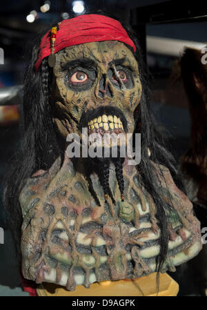 Garden City, New York. 15th June 2013. A bust of pirate Jack Sparrow from Pirates of the Caribbean, with red bandana with beads, is on display at the Eternal Con Pop Culture Expo, which was hosted by the Cradle of Aviation Museum of Long Island. This and other film memorabilia was brought by Billy Simons. Credit:  Ann E Parry/Ģ����ý Live News Stock Photo