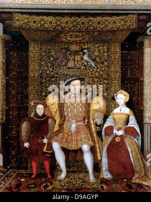 King Henry VIII with his family, Prince Edward and Jane Seymour Stock Photo