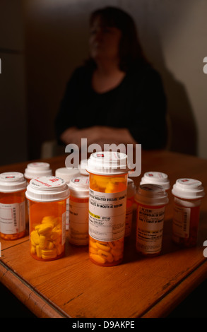 Medications, including Depakote, taken by a chronically ill patient.. Stock Photo