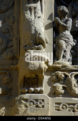 Art, Sculpture, Church, Pietat,  Sant Sadurni, Street, Carrer historical Center, Vic, Osona, Barcelona, España, Spain, Europe, Stock Photo