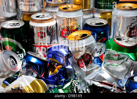 Empty beer cans Stock Photo