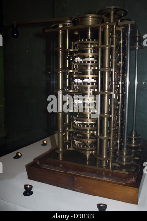 Babbage's Difference Engine No. 1, 1832.  This trial portion of the Difference Engine is one of the earliest automatic calculators, an icon in the prehistory of the computer. Stock Photo