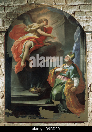 Andrea Miglionico (1663-1718). Annunciation to Saint Zacharias by the Archangel Gabriel of the birth of his son John the Baptist Stock Photo