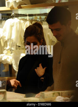 Stacey Solomon and boyfriend Aaron Barnham shopping at 'Mamas & Papas' London, England - 09.02.12 Stock Photo