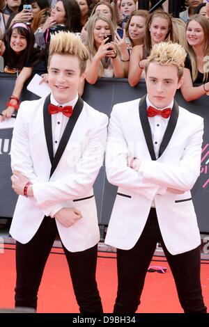 Toronto, On, Canada. 16th June, 2013. Jedward at arrivals for MuchMusic Video Awards (MMVA)-Arrivals, Much Music HQ, Toronto, On, Canada June 16, 2013. Credit: Nicole Springer/Everett Collection/Alamy Live News Stock Photo