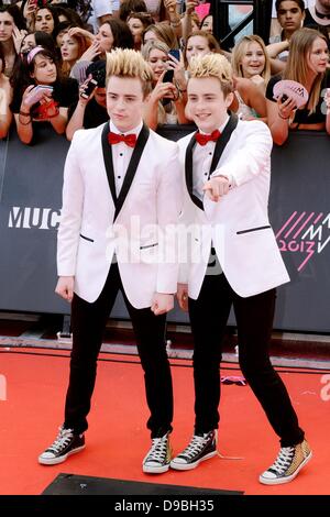 Toronto, On, Canada. 16th June, 2013. Jedward at arrivals for MuchMusic Video Awards (MMVA)-Arrivals, Much Music HQ, Toronto, On, Canada June 16, 2013. Credit: Nicole Springer/Everett Collection/Alamy Live News Stock Photo