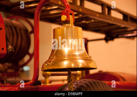 Brass Bell Old Vintage Fire Engine Truck Stock Photo