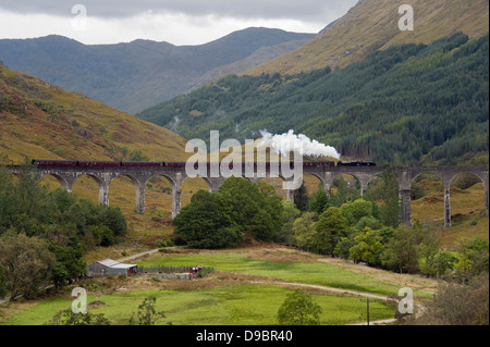 Steam railway, Railway viaduct, Glenfinnan, Highland, Scotland, Great Britain, Europe, The Jacobite, Harry Potter , Dampfeisenba Stock Photo