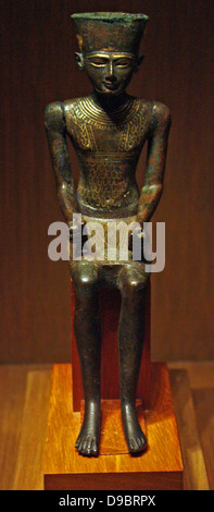 Ptah 3rd Interim Period, Dynasties 21-24 (ca 1070-712 B.C.) Bronze gilding, glass inlay. Stock Photo