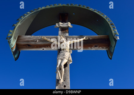 Germany, Bavaria, Carved wooden Jesus crucifix Stock Photo