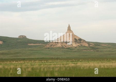 Chimney Rock, a landmark on the Oregon Trail, Nebraska. Digital photograph Stock Photo