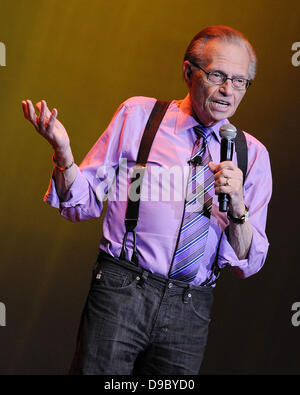 Larry King performs on stage at the Seminole Hard Rock Hotel and Casinos' Hard Rock Live . Hollywood, Florida - 25.01.12, Stock Photo