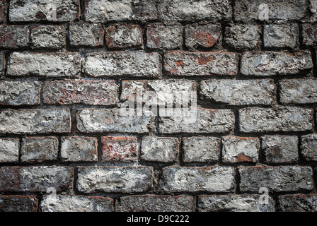 Old white painted brick wall background. Stock Photo