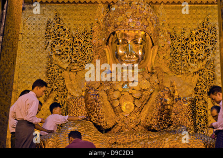Buddha image at the Mahamuni Buddha Temple,Mandalay,Burma Stock Photo