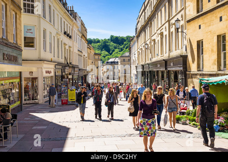 People shopping in the high street in Bath, Somerset, England, UK Stock Photo