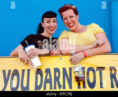 Two women at the Rockabilly Rave at Pontin's, Camber Sands, Rye, East Sussex, UK Stock Photo