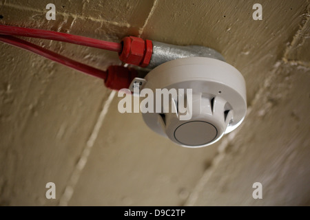 smoke detector in a ceiling in an industrial environment Stock Photo