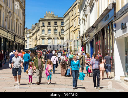 People shopping in Bath city centre, Somerset, England, UK Stock Photo