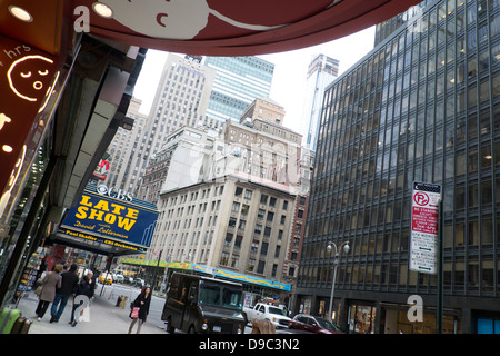 The LateShow Ed Sullivan Theater at the corner of Broadway and 53rd Street in midtown Manhattan Stock Photo