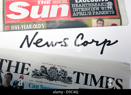 New News Corporation logo based on Rupert Murdoch's and his father's handwriting Stock Photo