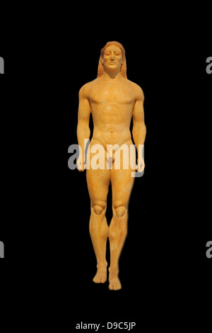 Statue of a kouros parian anavyssos attica musculature grave Kroisos ...